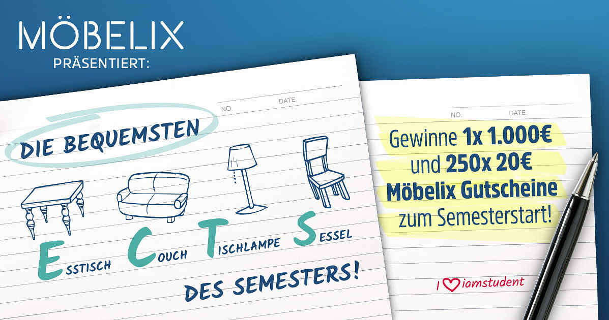 Möbelix Semesterstart-Gewinnspiel SoSe 2020: Preise im Gesamtwert von 6.000€ gewinnen!