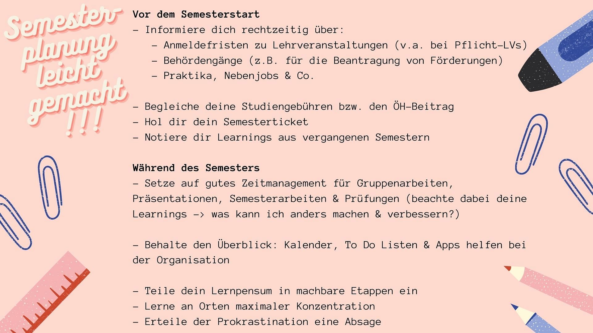 Grafik Semesterplanung