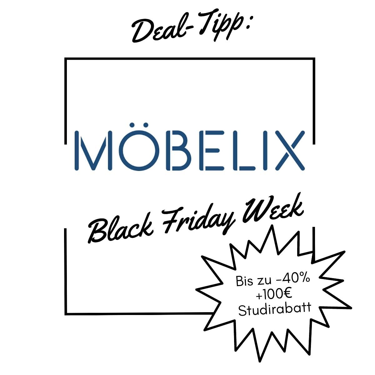 -40% bei Möbelix Black Friday Deals + bis zu 100€ Studi-Rabatt extra!