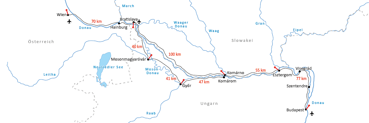 Route Wien - Budapest