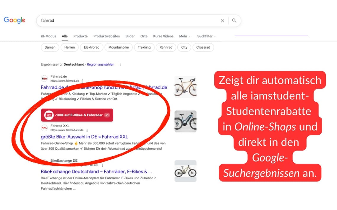 iamstudent Studentenrabatte Finder Chrome Extension Bild 1